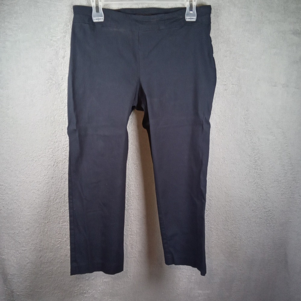 Relativity Womens Navy Blue Pull On Crop Pants Size 10‎ Straight Leg Career Wear